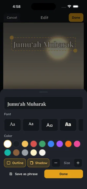 11 Arabic fonts with outline and shadow